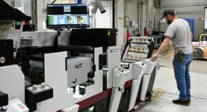 Press Operator working on Steinhauser's latest investment, the Mark Andy hybrid press
